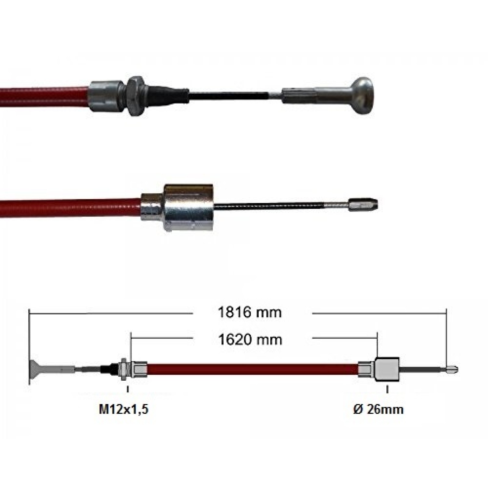 Cablu frana Al-Ko, 1620/1816 mm, cap ciuperca