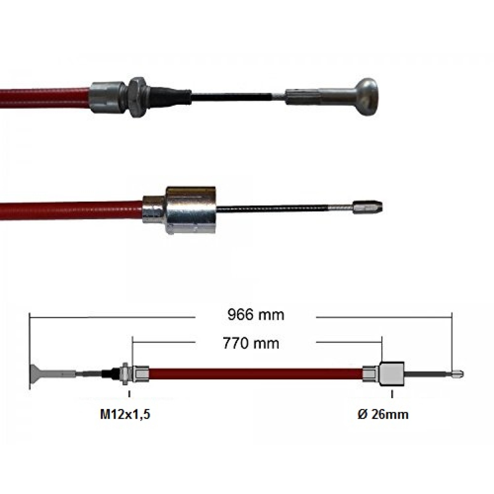 Cablu frana Al-Ko, 770/966 mm, cap ciuperca