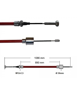 Cablu frana Al-Ko, 890/1086 mm, cap ciuperca